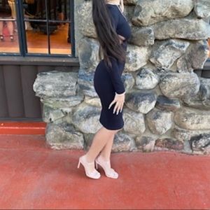 Black long sleeve dress open back and side boob